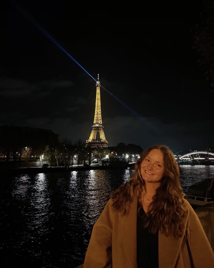 Katie in front of the Eiffel Tower