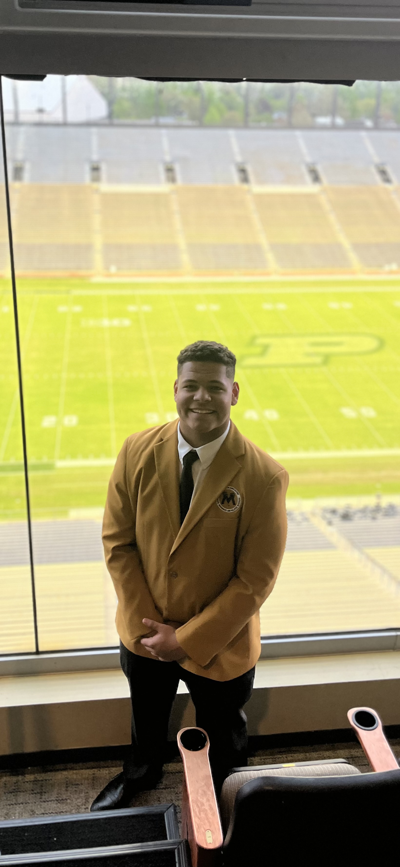 Drew at the Purdue football field