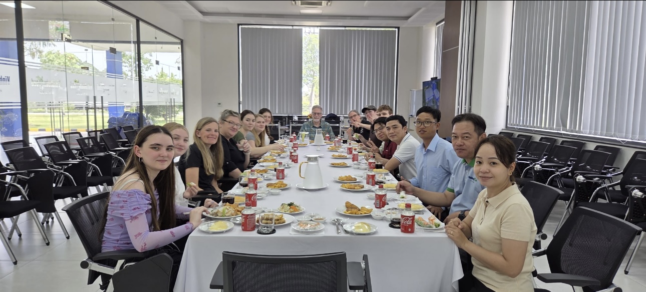 Vietnam study abroad group enjoying a meal