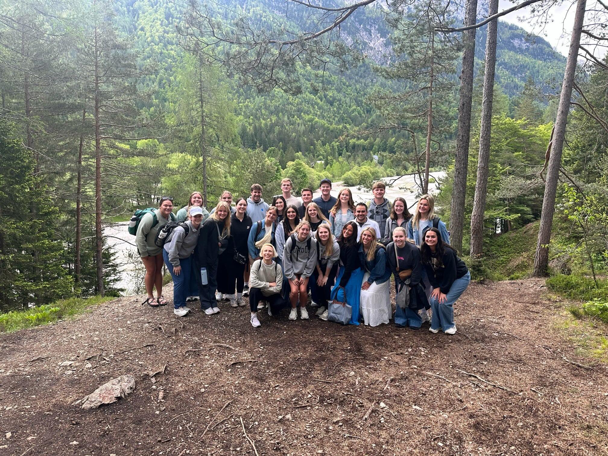 Group in front of trees