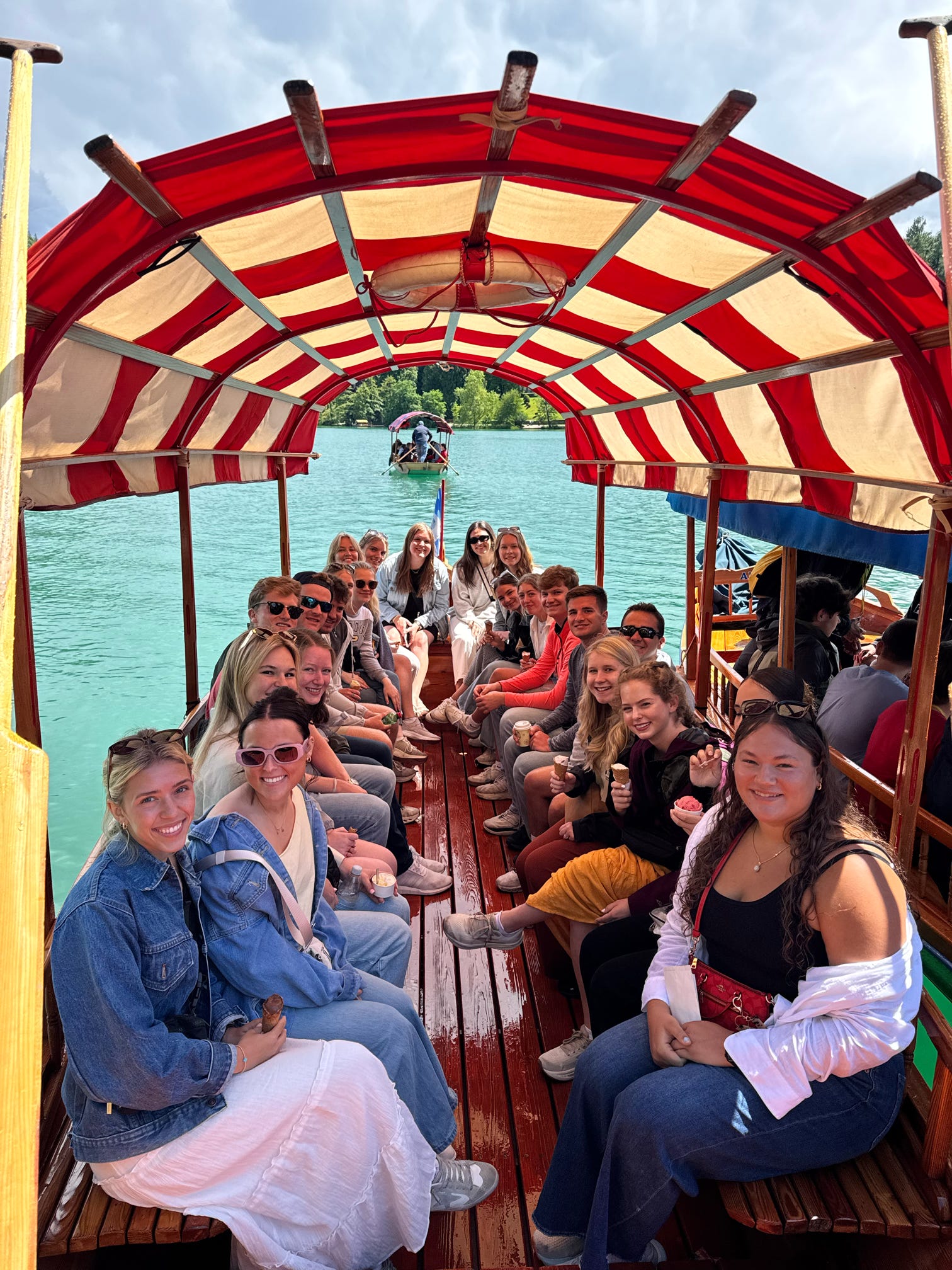 Group on a boat in venice
