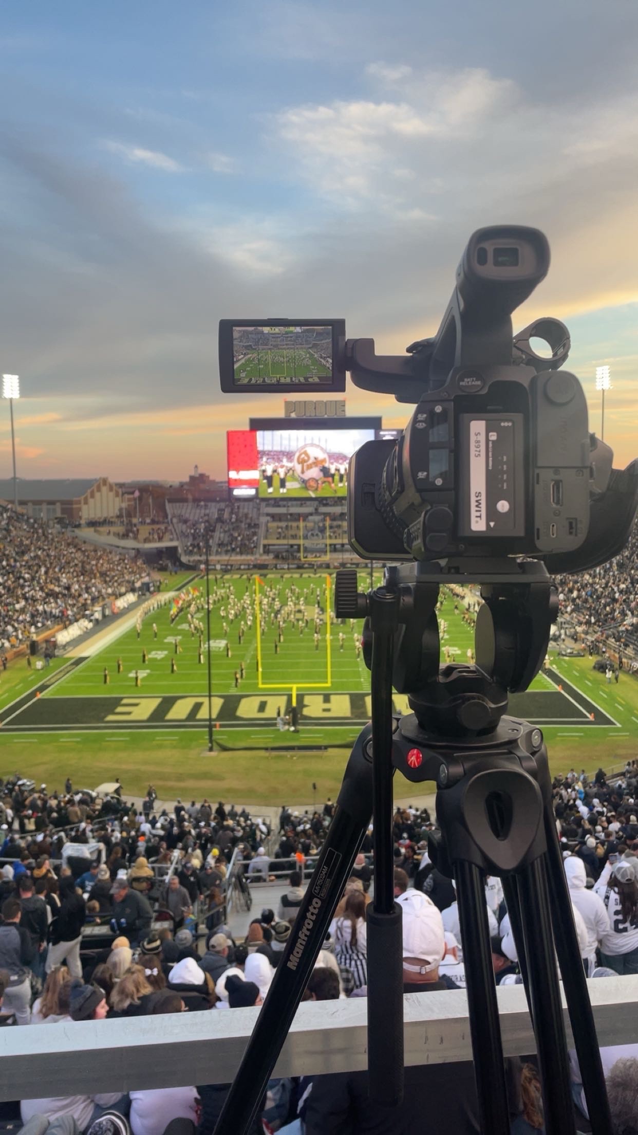 View from behind the camera at a Purdue home football game