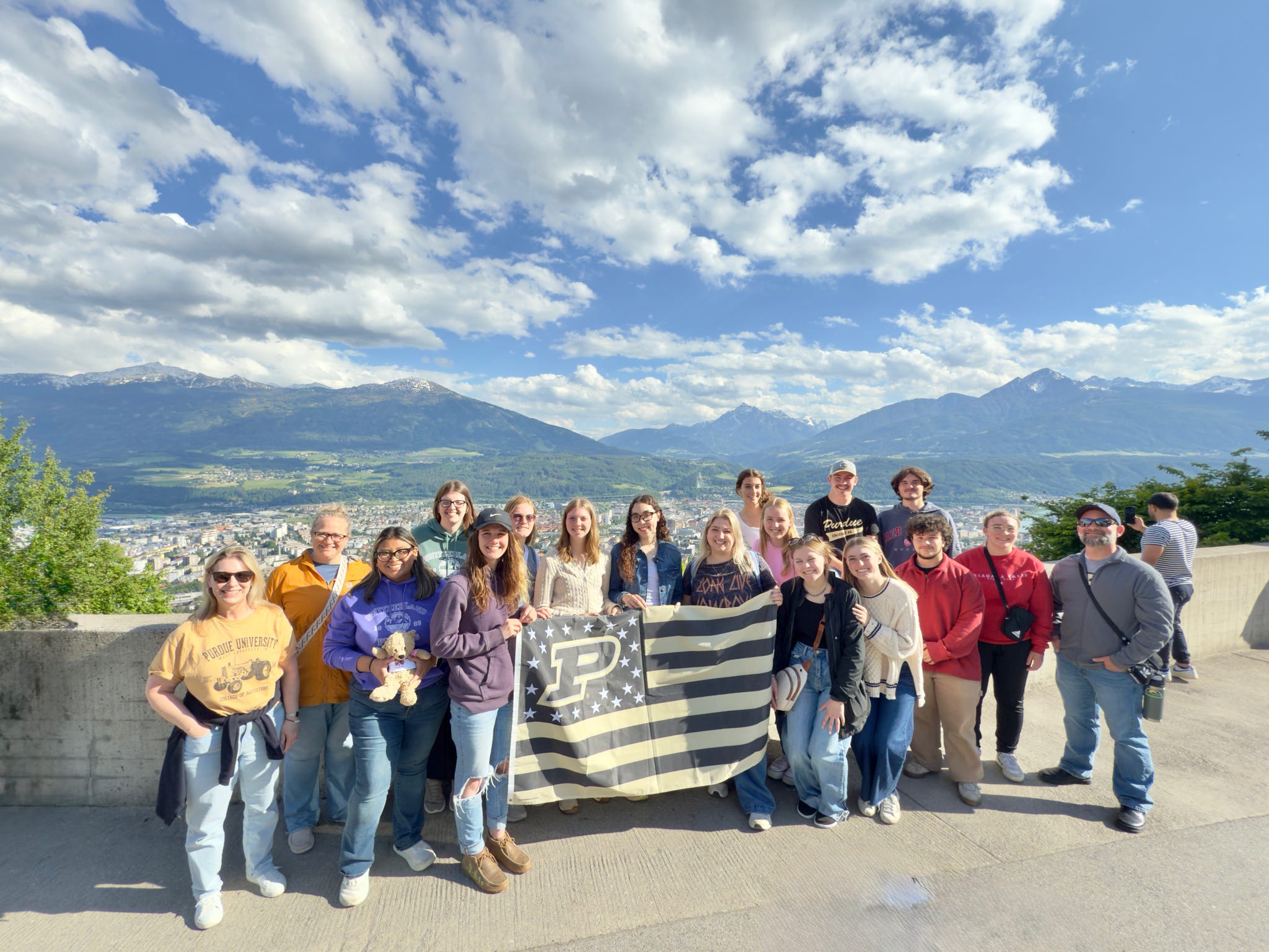 Group photo in front of natural scenery