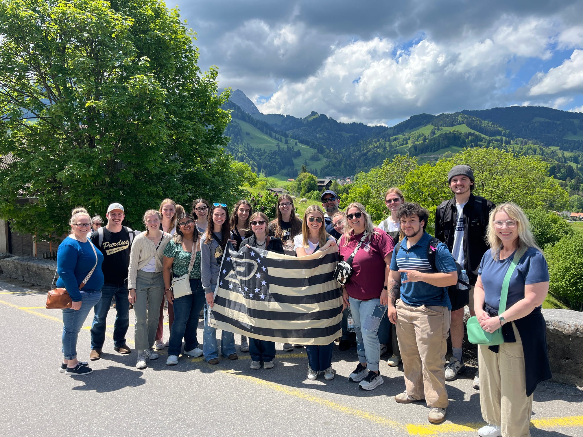 Group photo in front of natural scenery