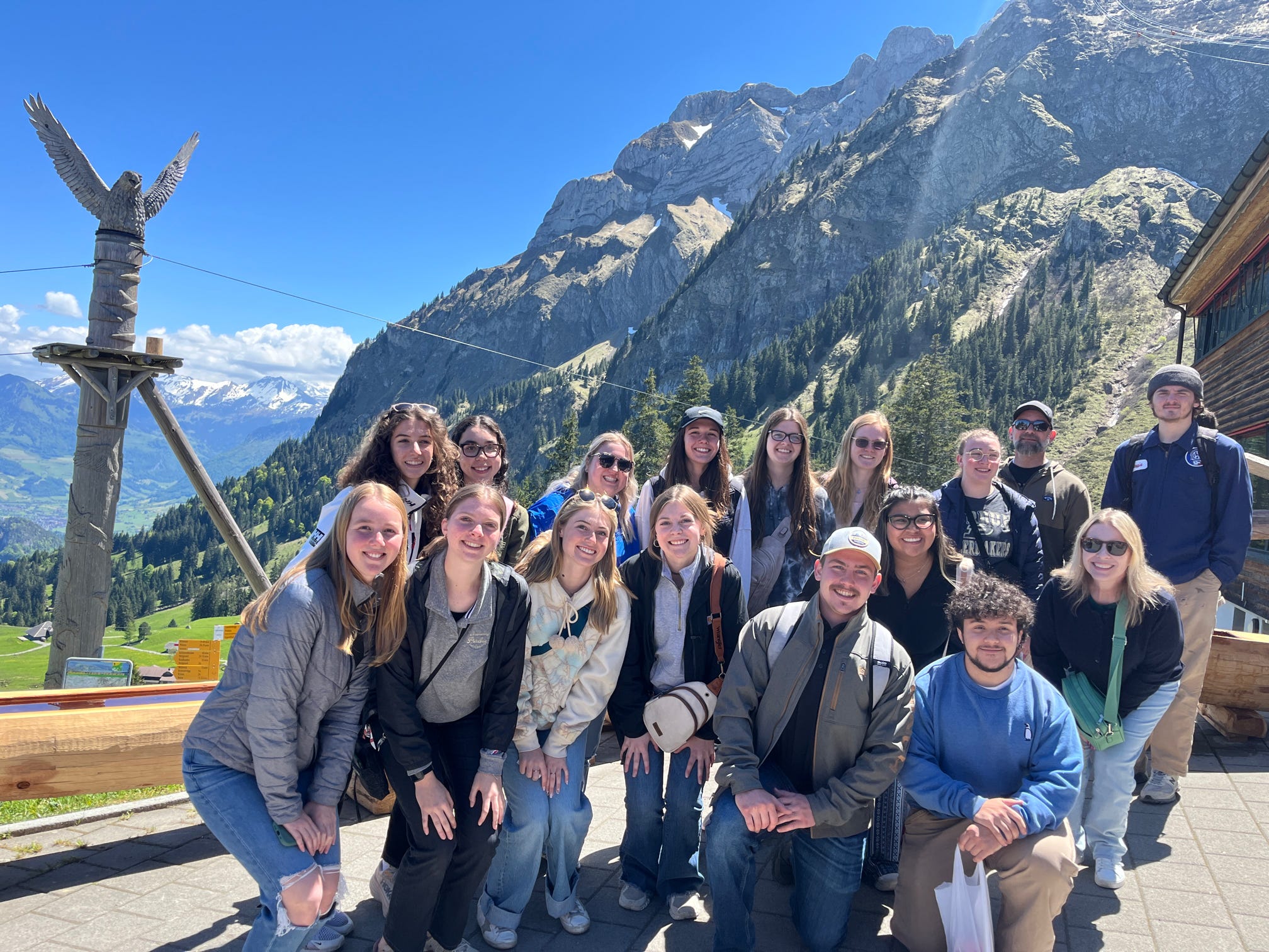 Group photo in front of natural scenery