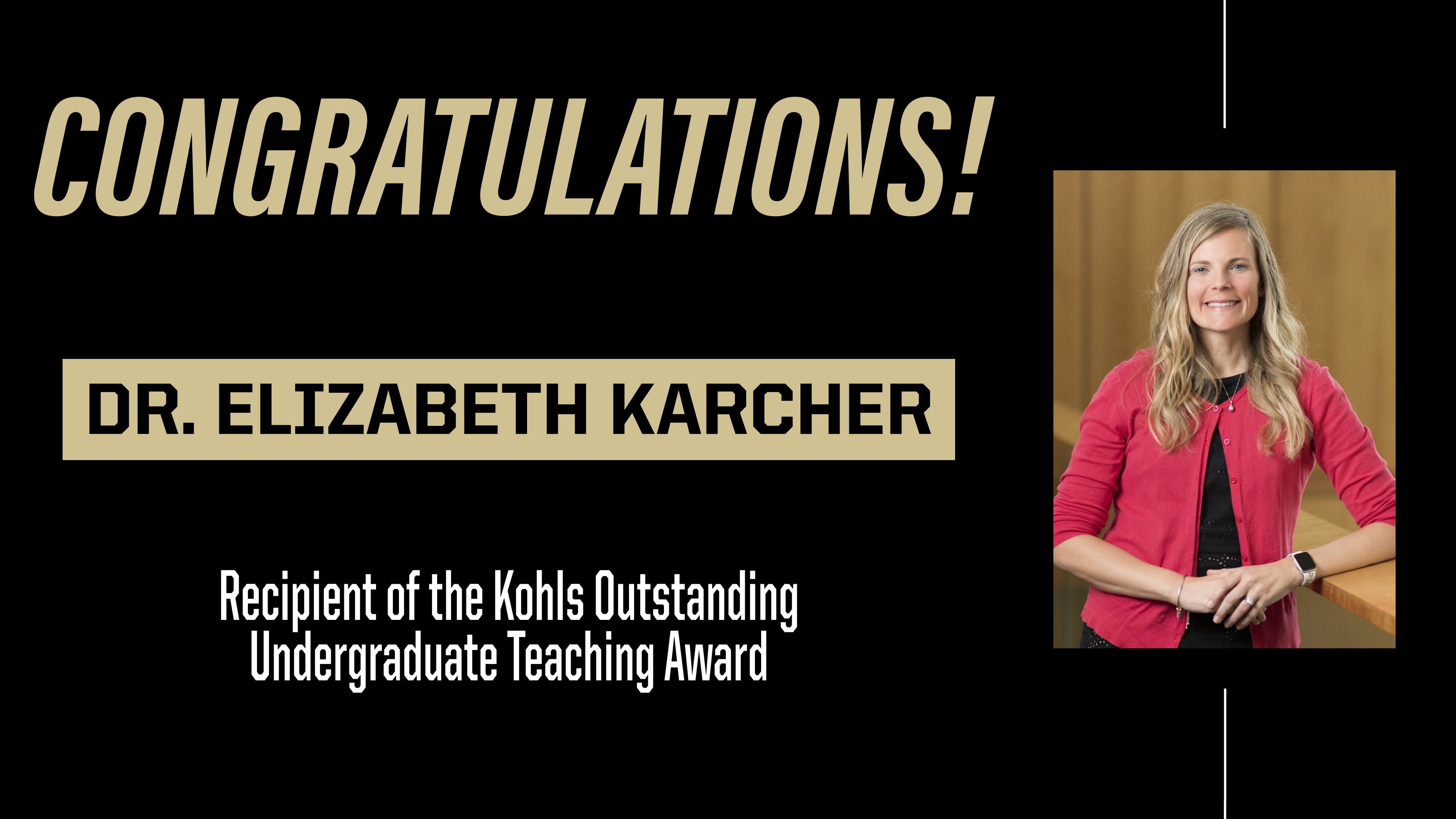 Elizabeth Karcher congratulations slide