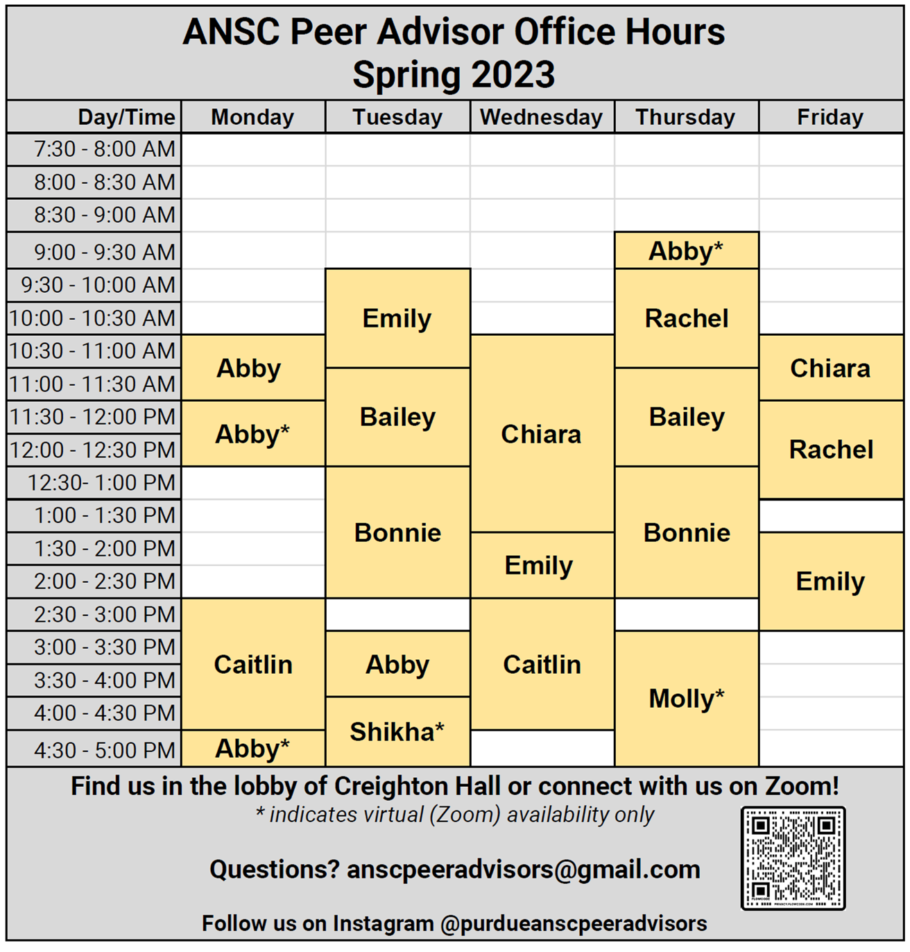 Office Hours Spring 2023