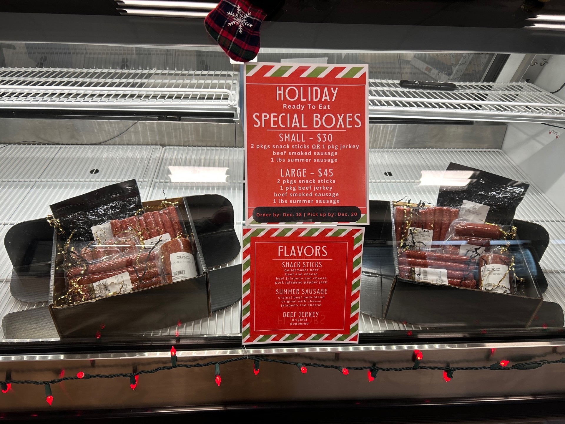 holiday boxes with meat products in them