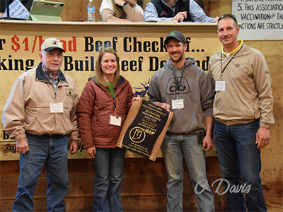 Award presented to Chad and Cassie Bontrager, Bontrager Family Cattle by Steve Ritter and Andrew Stewart