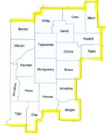 West Central Indiana map