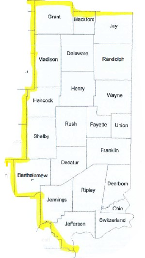 East Central Area Indiana Map