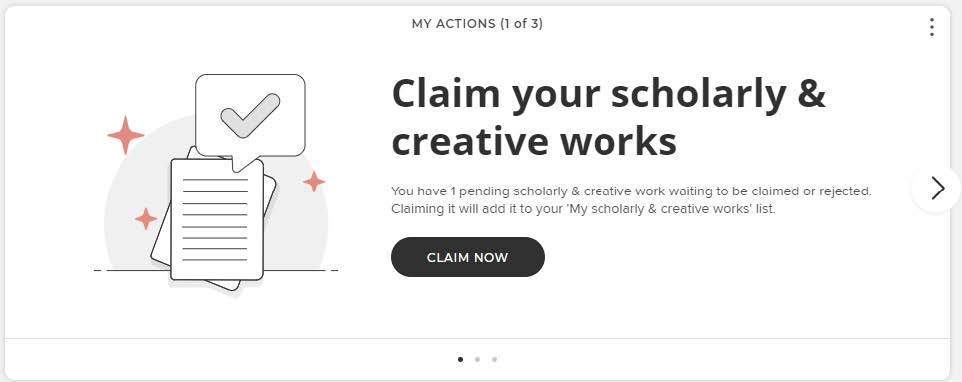screenshot - claim your scholarly and creative works