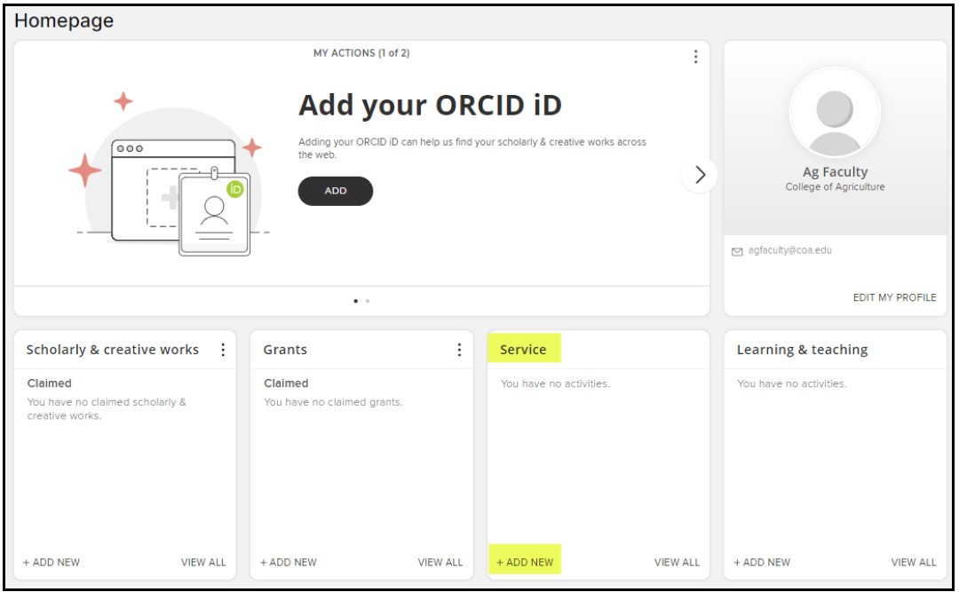 homepage screenshot with "Service" highlighted