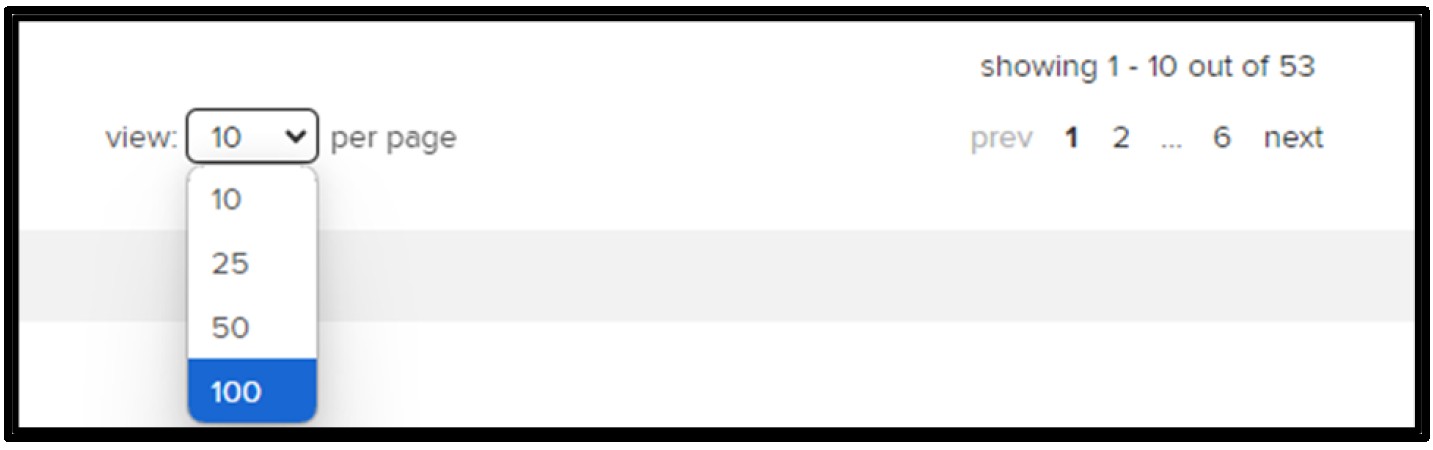change View to show more entries per page