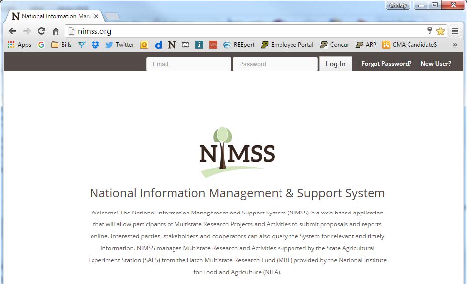 NIMSS landing page