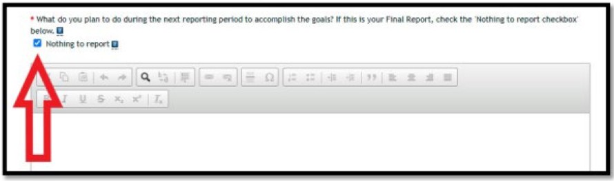 plan for next reporting period