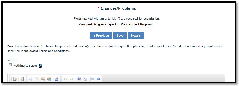 Changes/Problems page