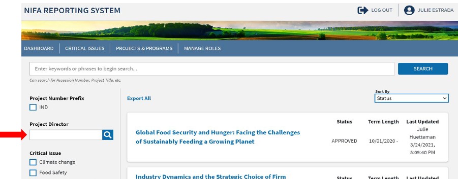 Project Director box