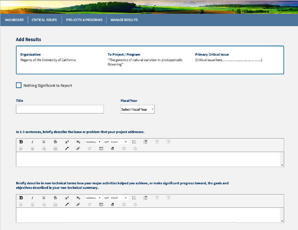 Add Results page one