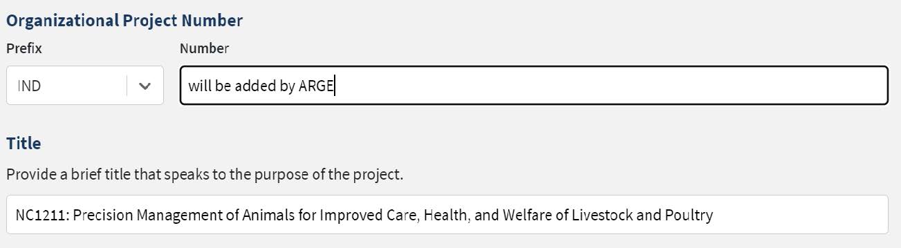 Organization Project Number