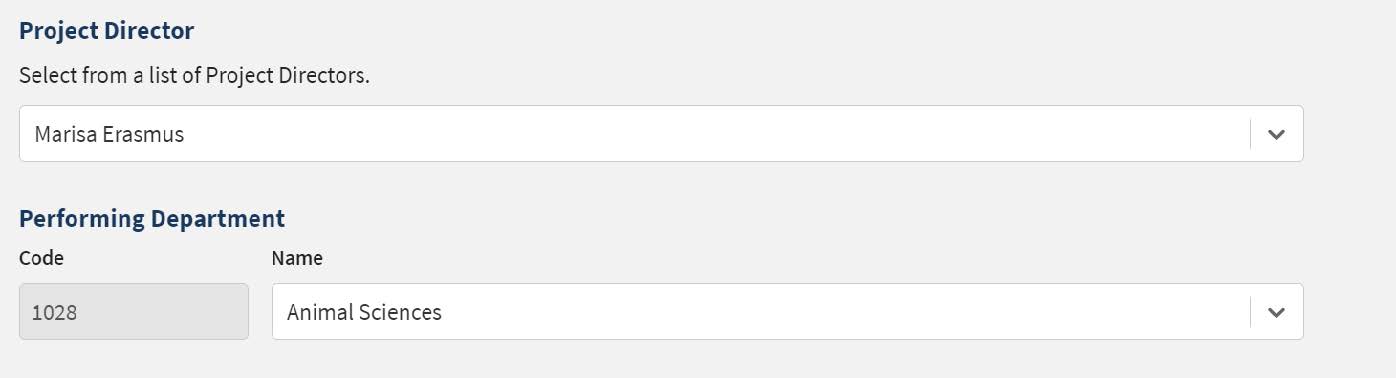 Project Director and Performing Department