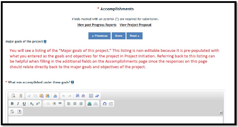 Accomplishments page