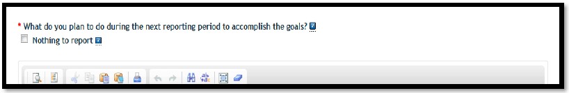 plan during the next reporting period