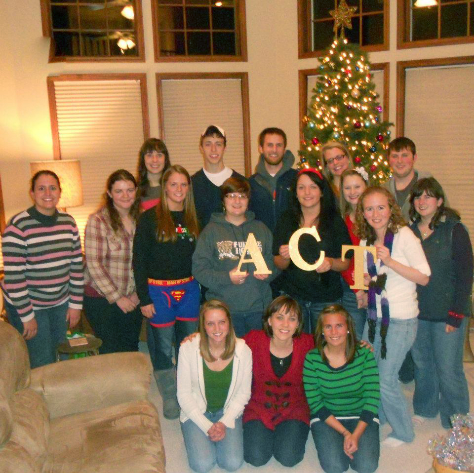 Students gathered at a holiday party
