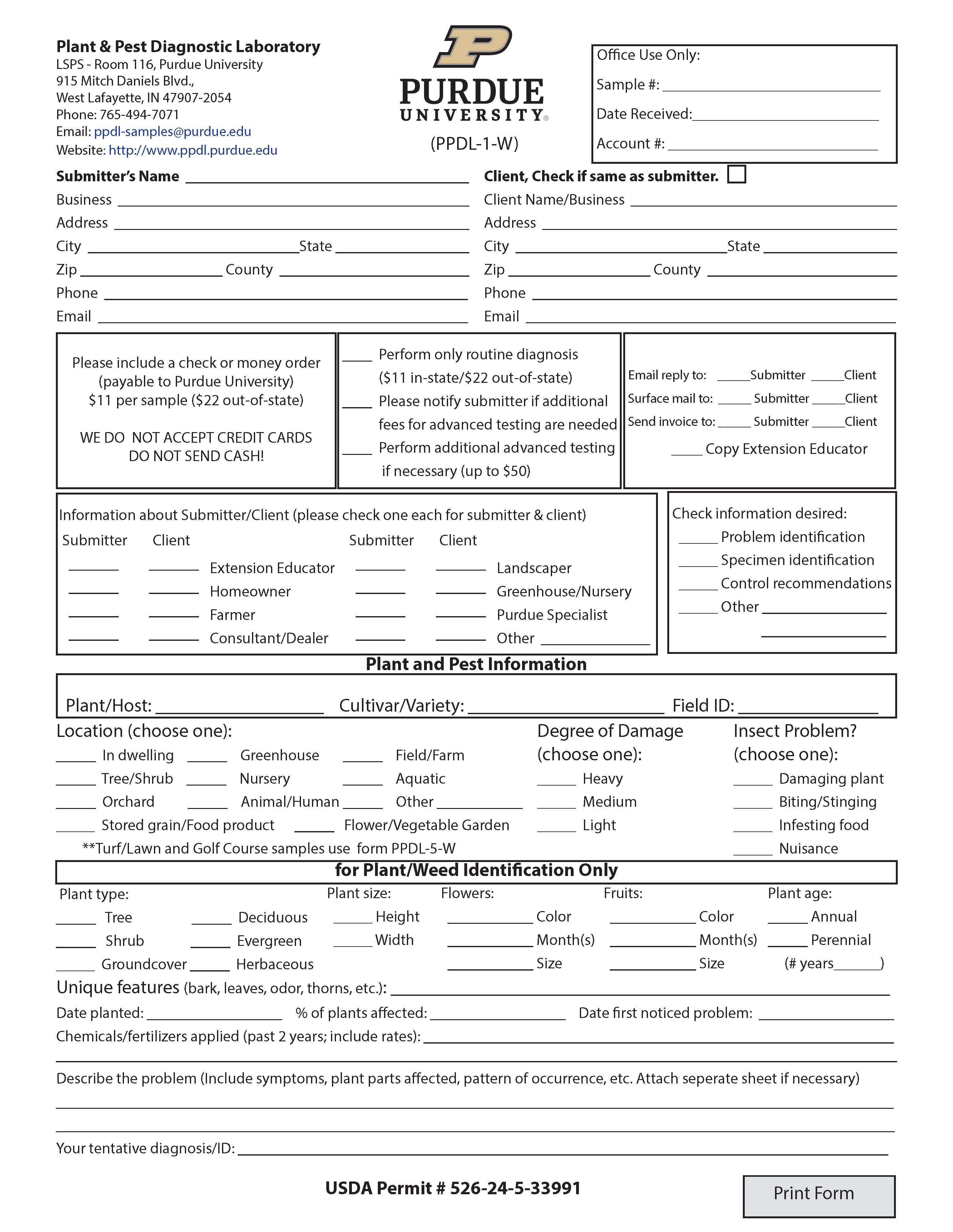 Physical Submission form