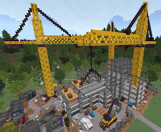 Construction site from the Help the Hellbender Minecraft Conservation Quest.