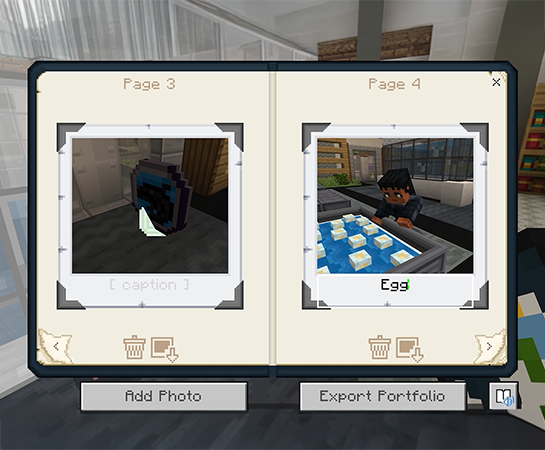 Screenshot showing how you can use the Minecraft tools to document your findings.