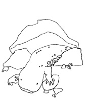 Coloring page of hellburner under rock.