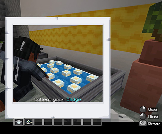 Collecting hellbender eggs on Help the Hellbender Minecraft Conservation Quest.
