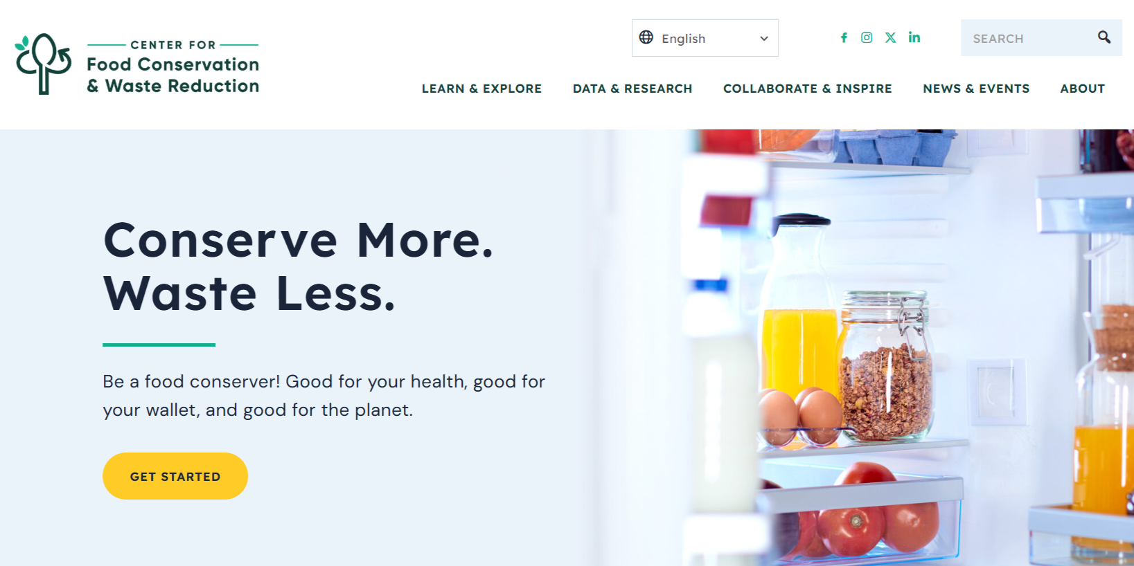 Center for Food Conservation and Waste Reduction website home page