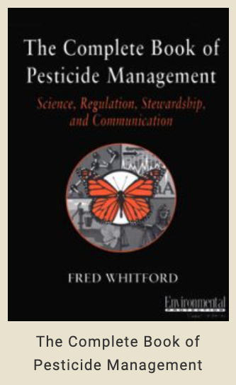 The Complete Book of Pesticide Management book cover with an image of a butterfly