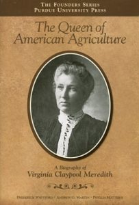 The Queen of American Agriculture book cover with a portrait of Virginia Meredith
