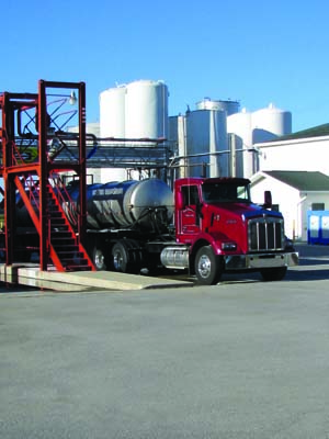 red semi-truck filling tank