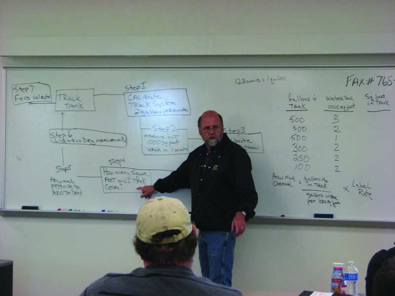 instructor showing flowchart work in white board 
