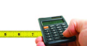 Measuring tape and calculator