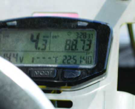 Sprayer speedometer used to record the speed that was used during the calibration.