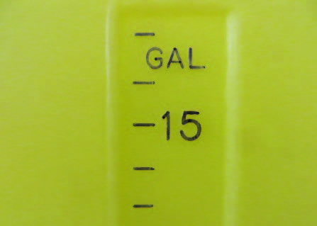 reading showing 15 gallons