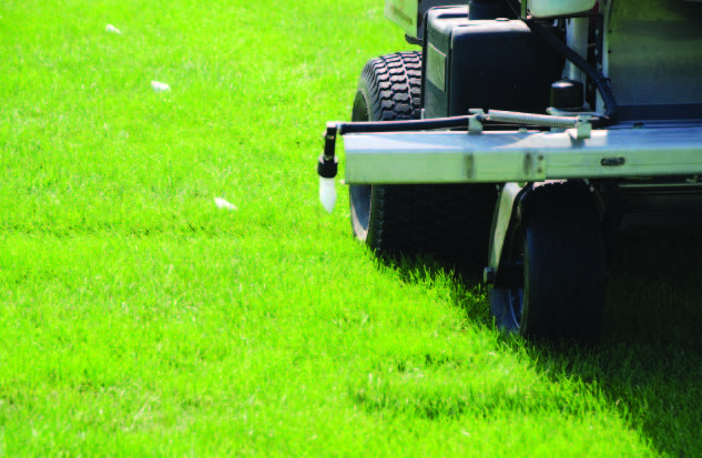 This boom sprayer has a foam marking system that marks the edges of the spray pattern.