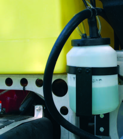 A foam marking system comes with a tank to fill with foamer to mark the edges of your spray pattern.