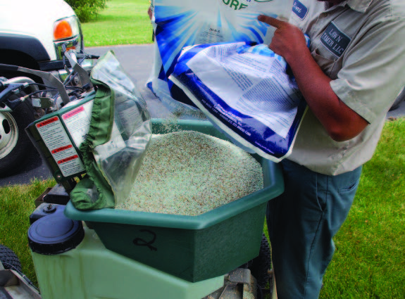 When calibrating the spreader pattern, make sure to use the same fertilizer or pesticide you plan to apply.