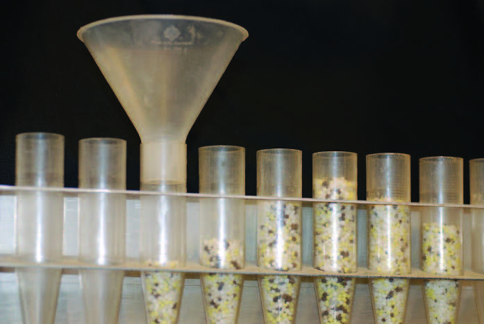 After your calibration run, pour the contents of each box into its own small container. Keep the boxes (and tubes) in order from left to right.