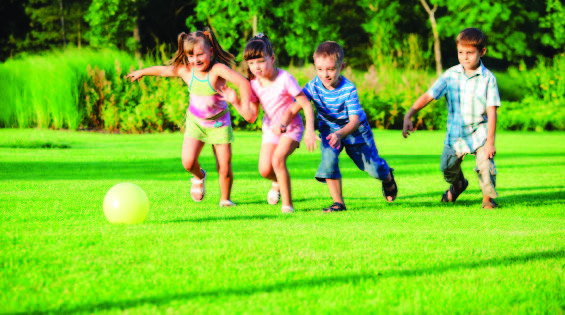 Children playing with a ball