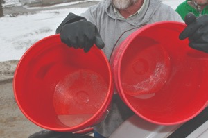 2 red buckets 