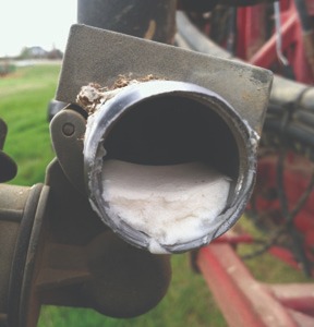 herbicide residues in a pipe