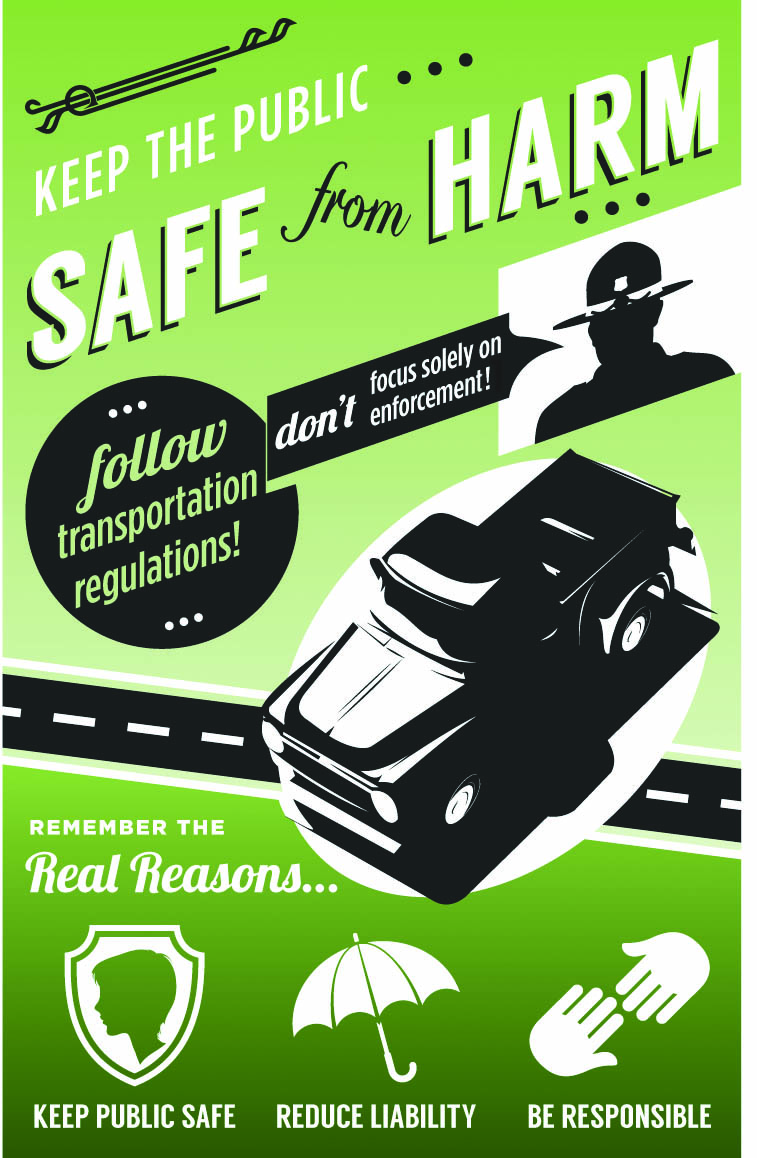 graphic with message follow transportation regulations to keep the public safe