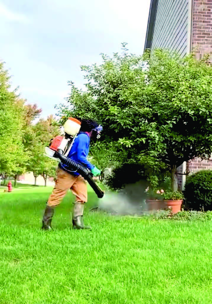 A backpack mist blower